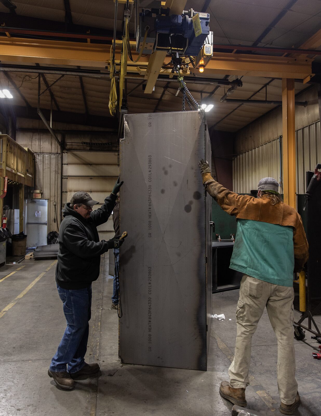 Large welded cabinet leaving the weld bay