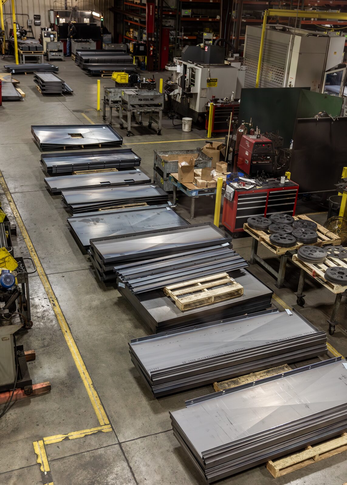 Cabinet panels staged and ready for weld