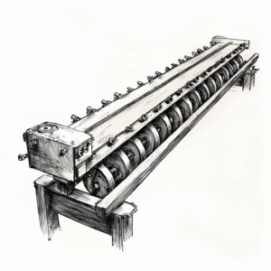 hand drawn parts of a crew conveyor